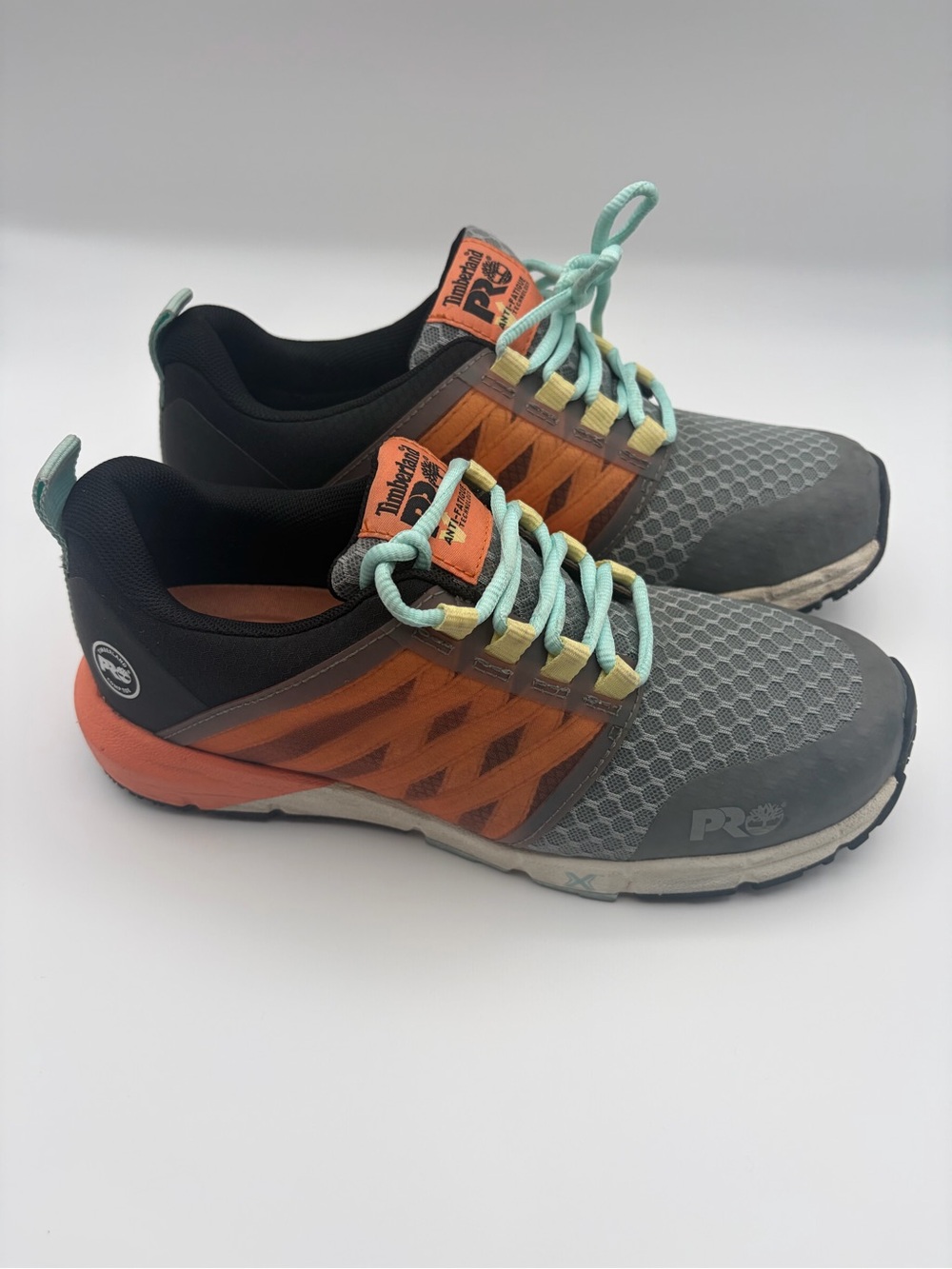 Timberland PRO Composite toe, Size 8 Gray, Orange & Mint Women's Sneakers
